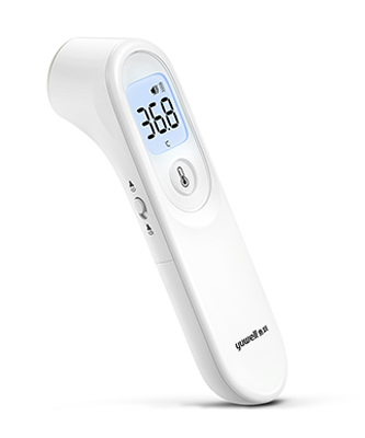 Thermometer Electronic Infrared Touch Free Forehead 32-43oC. (89.6 – 109.4 oF)  Response Time: 1 second  Measured distance: 0 – 2” Auto shut off time: 30 seconds by Yuwell / Amsino International, Inc.  ID YT-1